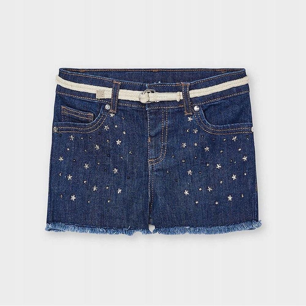 Size 7 Girls Mayoral Blue Denim Star-Studded Shorts